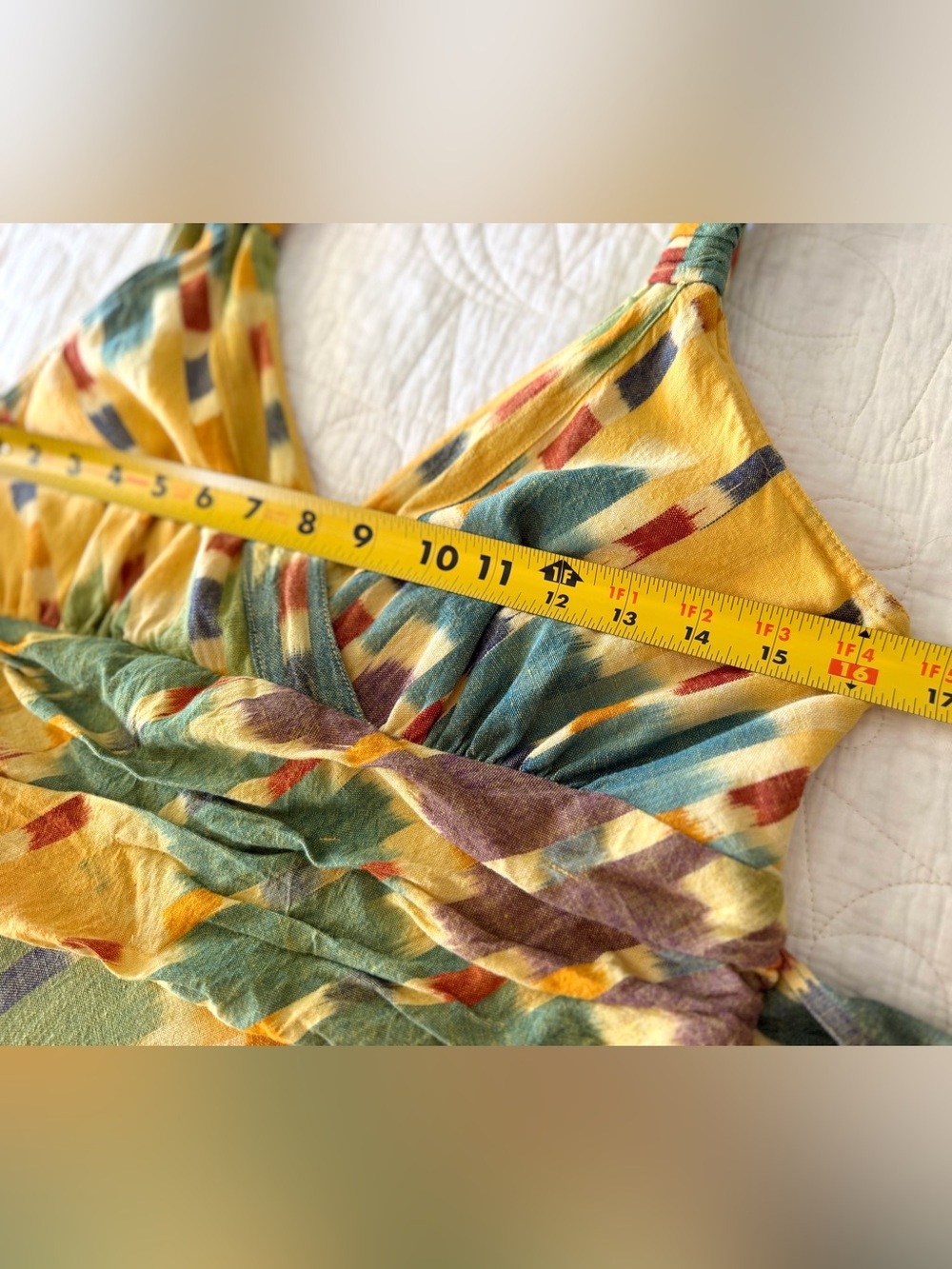MARC JACOBS Yellow, Green, Autumn Orange 100% Cotton Swing Dress, Tie Back Sz 10 - Picture 13 of 16